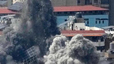 Smoke rises from an Israeli airstrike in Dahiyeh, Beirut, Lebanon, March 6, 2026.