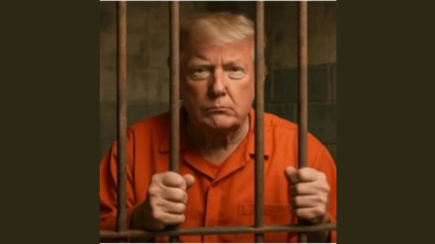 Trump behind jail bars
