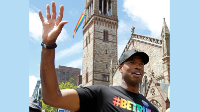 Jason Collins, NBA player, marches in Boston’s gay pride parade, June 8, 2013.