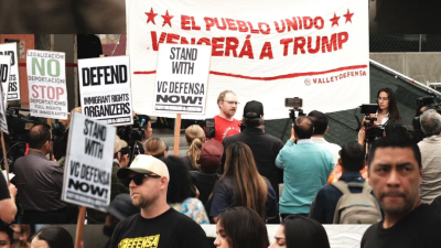 VC Defensa rally against the Department of Homeland Security, Los Angeles, May 14, 2026.
