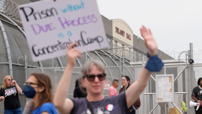 Protesters at the Delaney Hall ICE detention center, New Jersey, May 27, 2026.
