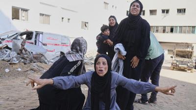 Relatives of these Palestinians were killed when heading to an aid distribution hub at Shifa Hospital in Gaza City, June 18, 2025.
