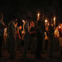 KKK-Nazi-white supremacists march in Charlottesville, Virginia.