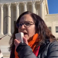 Sunsara Taylor at Supreme Court on Roe v Wade anniversary.