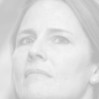 Grayscale photo of Amy Coney Barett