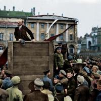 Lenin speaks to Red Army at Sverdlov Square, Soviet Union, May 5, 1920
