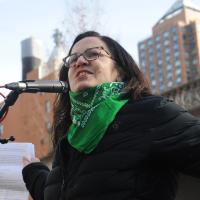Sunsara Taylor speaking at NYC International Women's Day rally.
