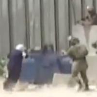 Palestinian woman being shot by Israeli soldiers