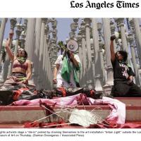 Screencap of LA Times coverage of Abortion Rights civil disobedience at the LA County Museum of Art