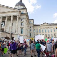 Kansas abortion-rights activists hold rally outside statehouse, Topeka