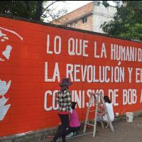 Bogota, Colombia: painting a wall mural.