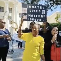 Loved ones and supporters of Alabama prisoner's strike rally at Alabama State House.
