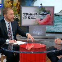 Chuck Todd with a retired general, U.S. Air Force, on NBC “Meet the Press”