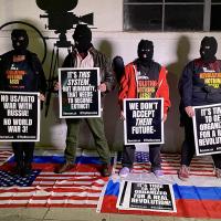 Los Angeles: RevComs at Pussy Riot art event, January 27, 2023.