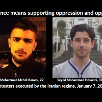 Mohammad Mehdi Karami, 22, and Seyed Mohammad Hosseini, 39, protesters executed by the Iranian regime, January 7, 2023. “Your silence means supporting oppression and oppressors.”