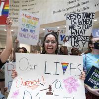 LGBT rights protesters in the Florida State Capitol