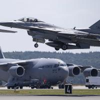 U.S. F-16 jets in Air Defender 2023 exercises, responding to simulated attack on a NATO member.