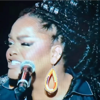 Jill Scott singing “The Star-Spangled Banner (Home of the Slave)” on July 2, at the 2023 Essence Fest in New Orleans.
