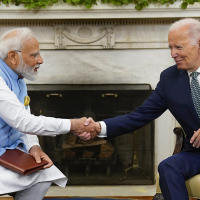 Narendra Modi, the Hindu-fascist prime minister of India, meeting with Biden at the White House, June 22, 2023.