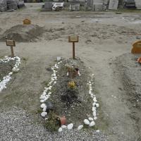 Graves of migrants who died in November 2021, trying to cross the English Channel.