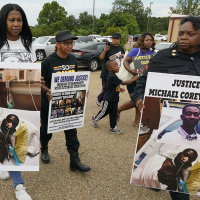 Protest on July 5 of the police torture of Michael Corey Jenkins in Braxton, Mississippi.