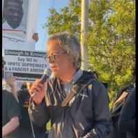 Paul Street speaking at the protest of fascist Jason Aldean, Tinley Park, IL, September 9, 2023.