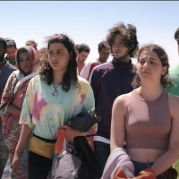 A group of migrants walking