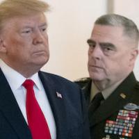 Trump and Milley looking angry