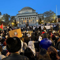 Hundreds of students protest at Columbia University’s Low Memorial Library, November 14.