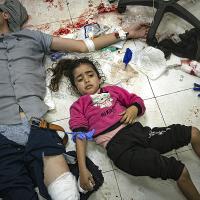 Children wounded by Israeli bombardment of the Gaza Strip, in Khan Younis, December 5, 2023.