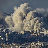 Israel Palestinians Image ID : 23350655540851 Smoke rises following an Israeli bombardment in the Gaza Strip, as seen from southern Israel, Saturday, Dec. 16, 2023.