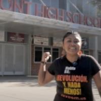 Michelle Xai outside Fremont High School