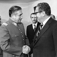 U.S. Secretary of State Henry Kissinger with his fellow butcher of Chile, General Augusto Pinochet, 1976.