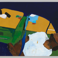 Henry Taylor painting “THE TIMES THAY AINT A CHANGING, FAST ENOUGH!”