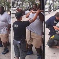 Stills from the video of the police murder of Eric Garner. The NYC pigs who choked him to death were not indicted, just days after Obama issued his plan to provide 50,000 body cams to police across the country.