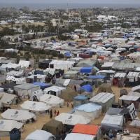 February 27, 2024, Rafah displaced Palestinians in tents as far as you can see.
