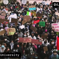 Columbia University student rally to protest raid of Al Shifa Hospital, Gaza, April 4, 2024.
