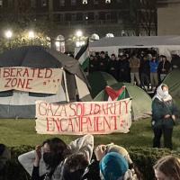 Columbia University students encampment for Palestine, April 15, 2024.