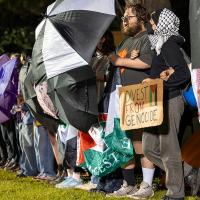 Pro-Palestinian students in front of Tulane University in New Orleans, April 29, 2024.