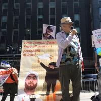 Jim Fouratt speaking at the Iranian Mission to UN