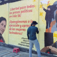 Mural in Cali, Colombia demands “Stop Executions of Women Fighters in Iran.”