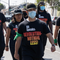 Revcoms marching in Los Angeles