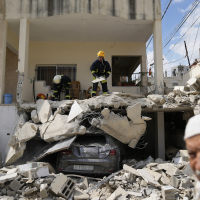 Rubble from Israeli airstrike on homes in the West Bank refugee camp of Nur Shams, Tulkarem, August 29, 2024.