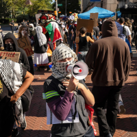 At Columbia University, new students are greeted by pro-Palestinian protest, September 3, 2024.