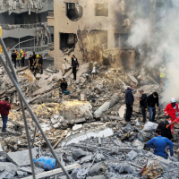 Searching for victims in rubble from an Israeli airstrike on central Beirut, Lebanon, November 23, 2024.