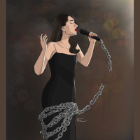 Graphic of Parastoo Ahmadi’s concert by @sanazcartoon