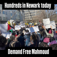 March 27 Refuse Fascism held rallies calling for freedom for Mahmoud Khalil, this one in Newark NJ on March 28