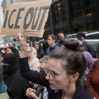 Protesting ICE arrests in San Francisco, May 28, 2025.