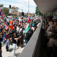 Protesters and soldiers, Los Angeles
