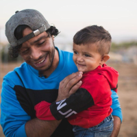 Awdah Hathaleen and his son